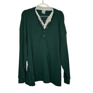 Vintage Cherokee Women XL Henley Top Green Waffle Knit Floral  Gorpcore
Boxy